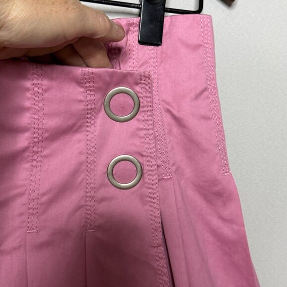 BGN First Pink Cotton Silk Asymmetrical Pleated True Wrap Mini Skirt Size 8 - Picture 2 of 10